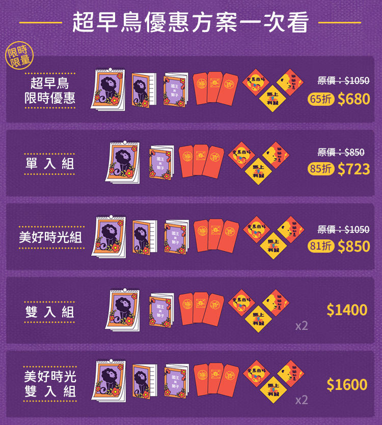超早鳥優惠方案一次看